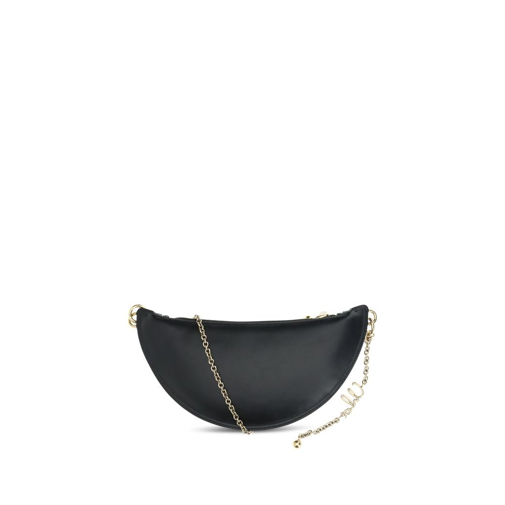 Chloé Icons Shoulder Bag in black lambskin with gold chain and charms, showing elegant contemporary design and iconic style.