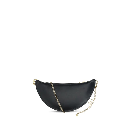 Chloé Icons Shoulder Bag in black lambskin with gold chain and charms, showing elegant contemporary design and iconic style.