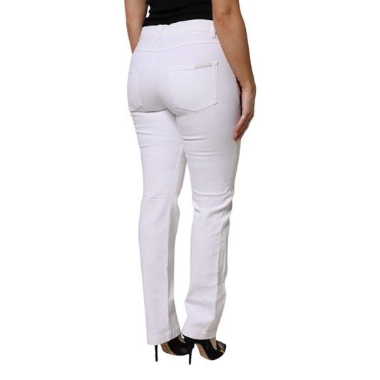 Dolce & Gabbana White GIRLY Floral Embroidery Denim Jeans