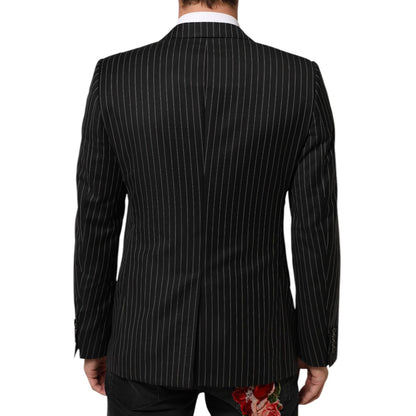Dolce & Gabbana Black Stripes MARTINI 1 Button Suit Blazer