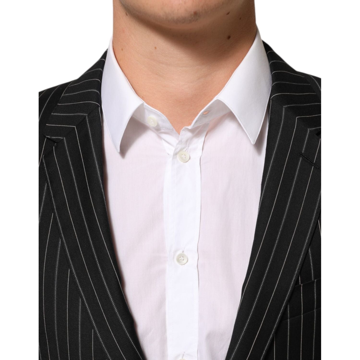 Dolce & Gabbana Black Stripes MARTINI 1 Button Suit Blazer