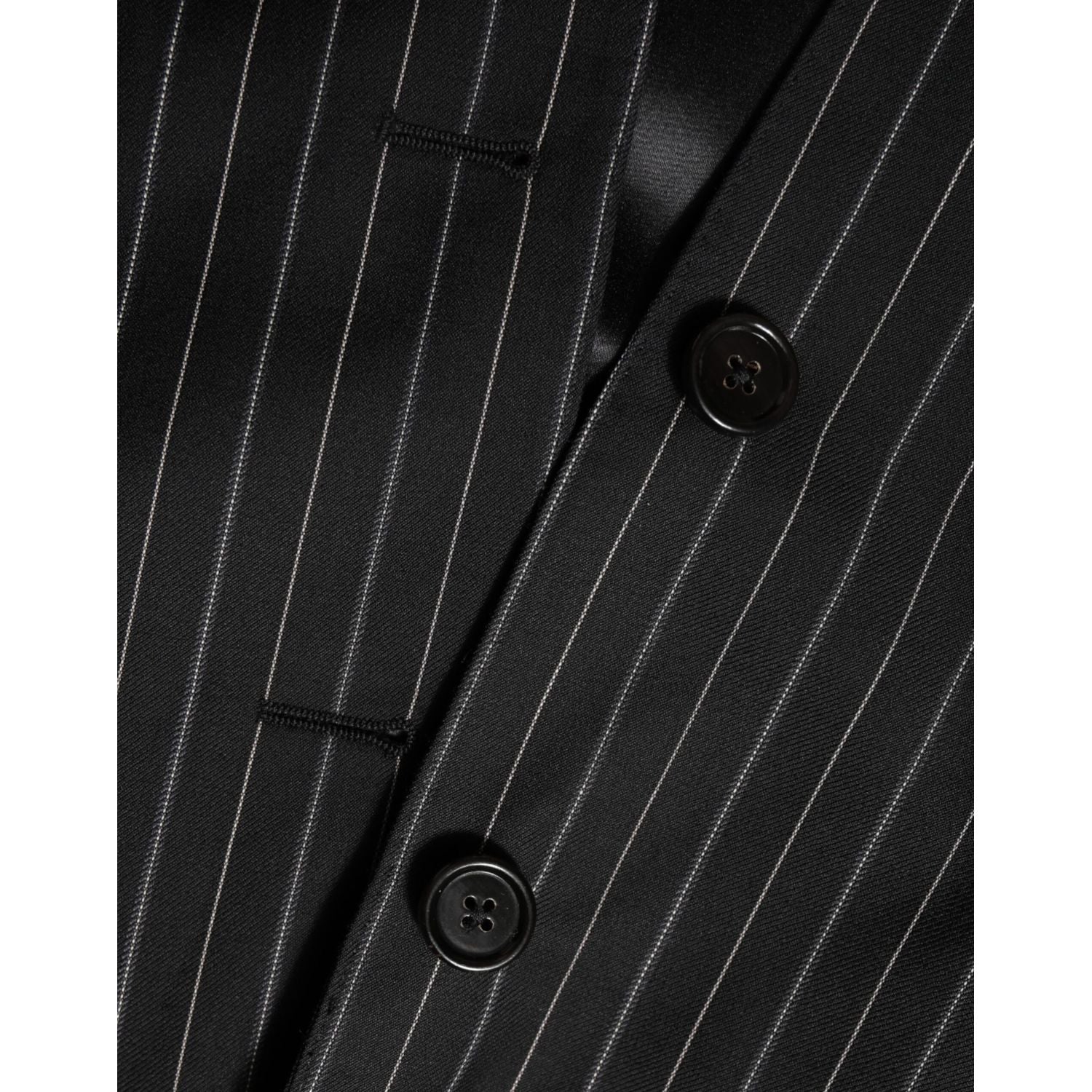 Dolce & Gabbana Black Stripes MARTINI 1 Button Suit Blazer