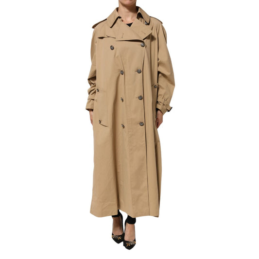 Dolce & Gabbana Khaki Double Breasted Trench Coat Jacket
