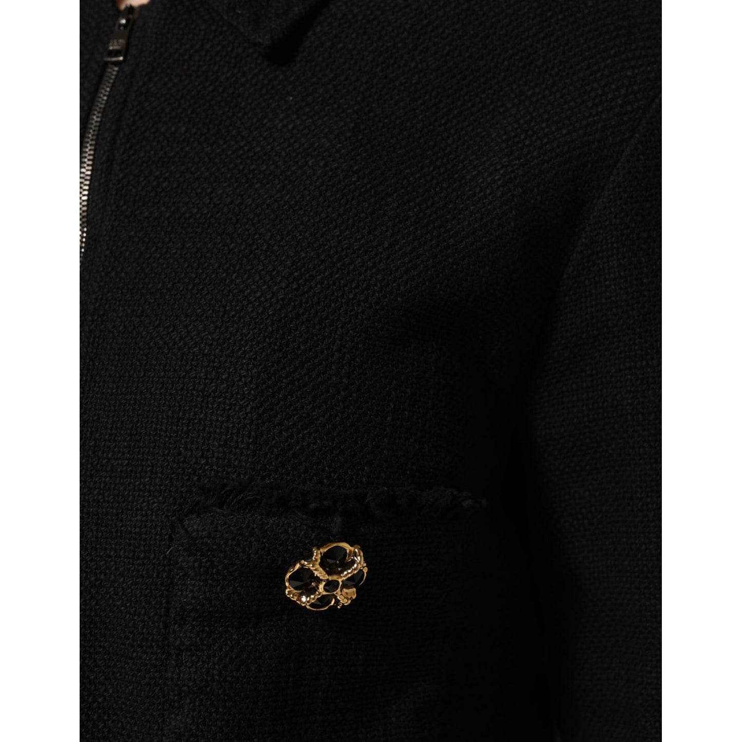 Dolce & Gabbana Black Cotton Full Zip Cropped Coat Jacket