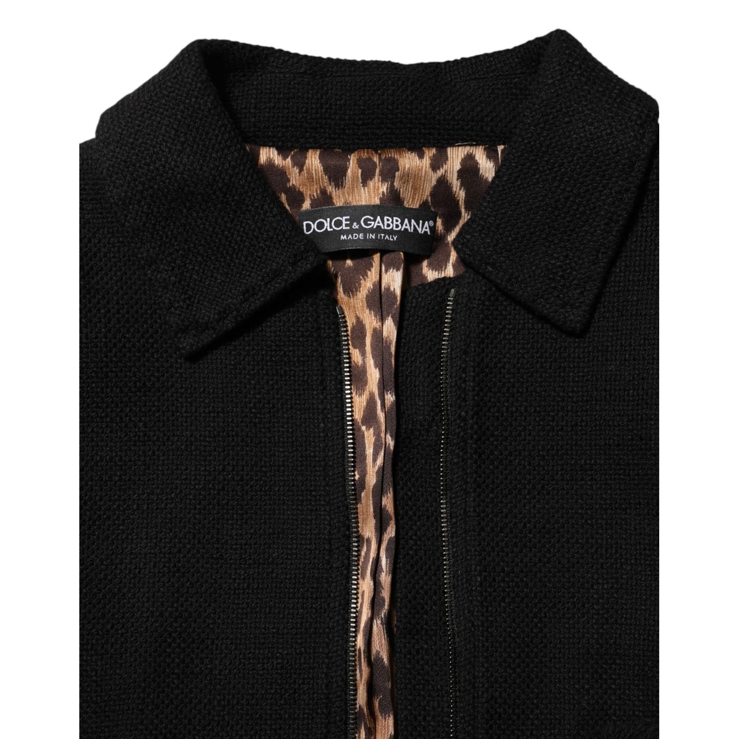 Dolce & Gabbana Black Cotton Full Zip Cropped Coat Jacket