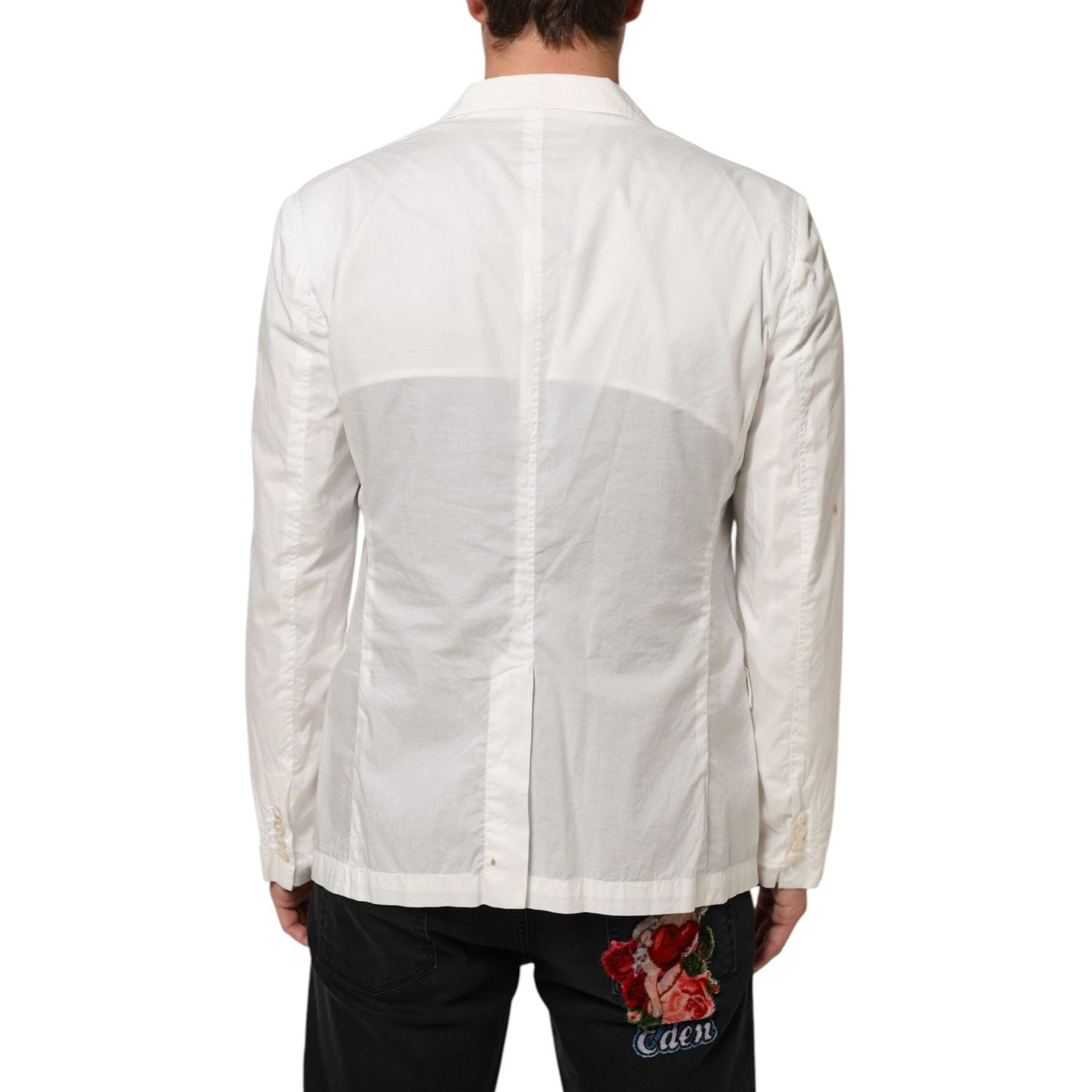 Dolce & Gabbana White Cotton 1 Button Men Suit Blazer