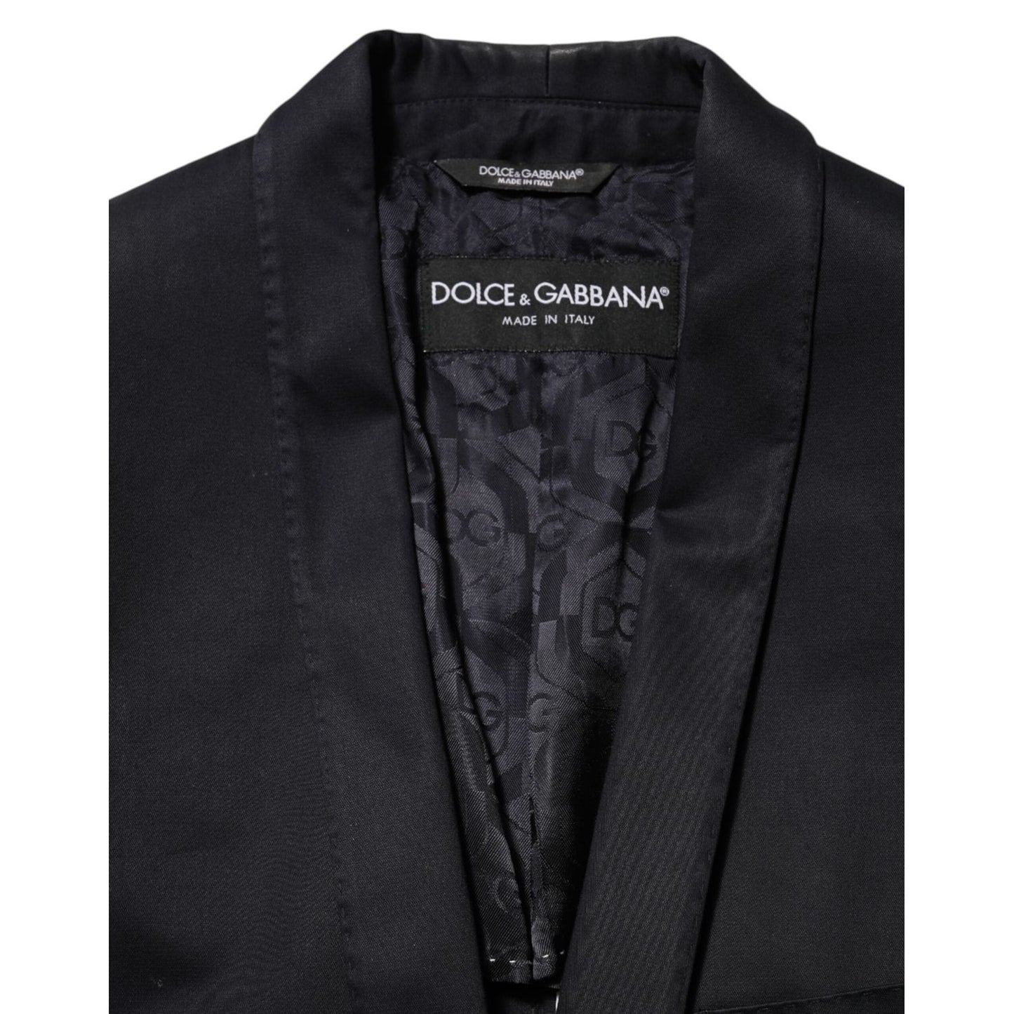 Dolce & Gabbana Black Cotton 1 Button Suit Jacket Blazer