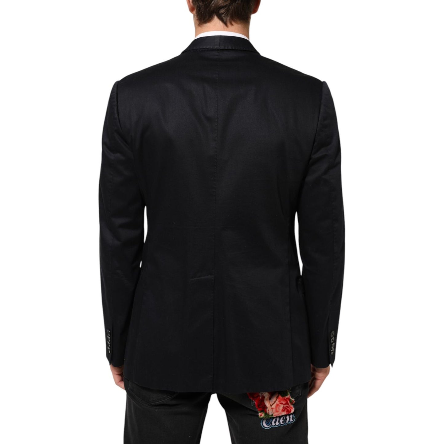 Dolce & Gabbana Black Cotton 1 Button Suit Jacket Blazer