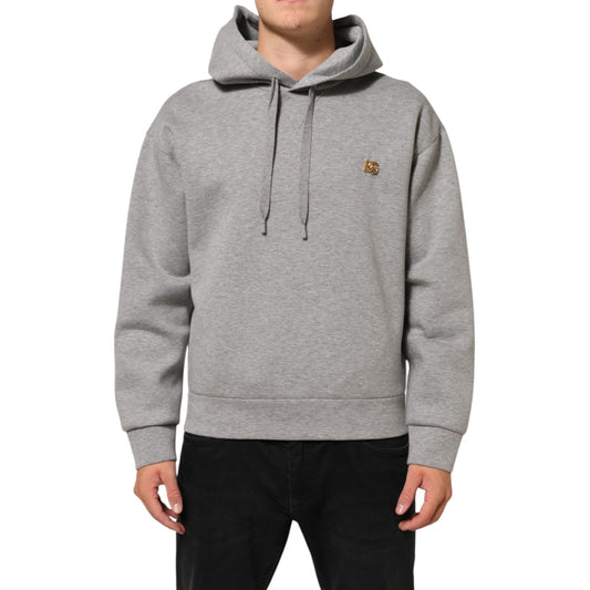 Dolce & Gabbana Gray Logo Cotton Hooded Sweatshirt Sweater