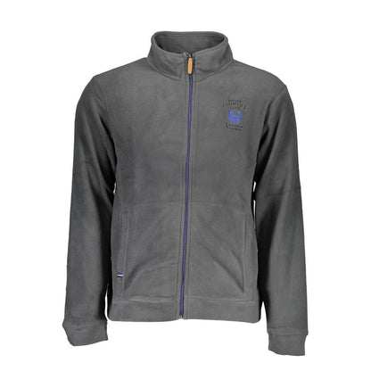 Gianmarco Venturi Blue Polyester Sweatshirt with long sleeves, embroidery, logo, zip closure, and two pockets.