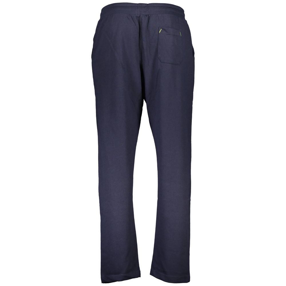 Gianmarco Venturi Blue Cotton Pant with elastic waist, brushed texture, 3 pockets, contrasting embroidery and logo.