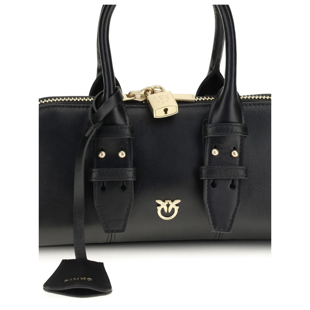 PINKO Black Calf Leather Bos Taurus Handbag