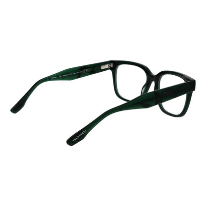 Men's Trussardi Green Acetate Glasses (Frames), square full-rim style with demo lenses, includes branded case. Frame 140mm, spring hinge.