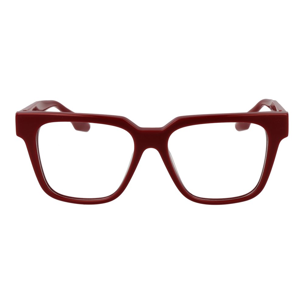 Trussardi Red Acetate Glasses (Frames) for women, full-rim square style in red, featuring spring hinge and demo plastic lenses.