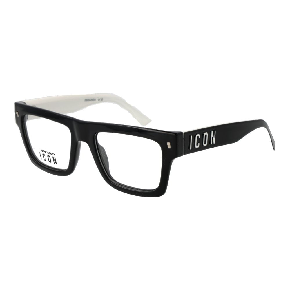 Dsquared² Black Cellulose Propionate Glasses (Frames) men's full-rim rectangle style with demo lenses in black color.