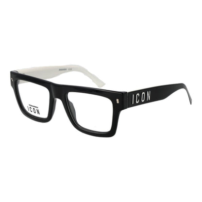 Dsquared² Black Cellulose Propionate Glasses (Frames) men's full-rim rectangle style with demo lenses in black color.