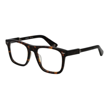 Police Brown Cellulose Acetate Glasses (Frames) for men with full-rim square design and demo lenses in brown color.