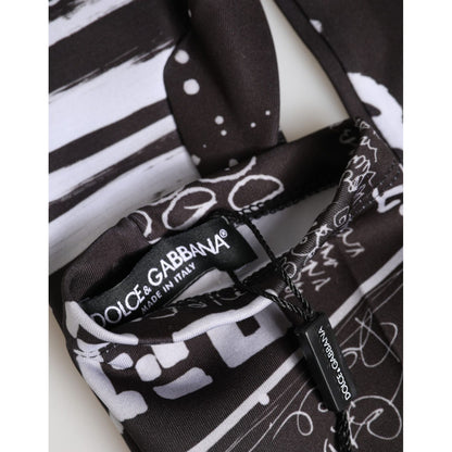 Dolce & Gabbana Black White DG Logo Elbow Length Mitten Gloves
