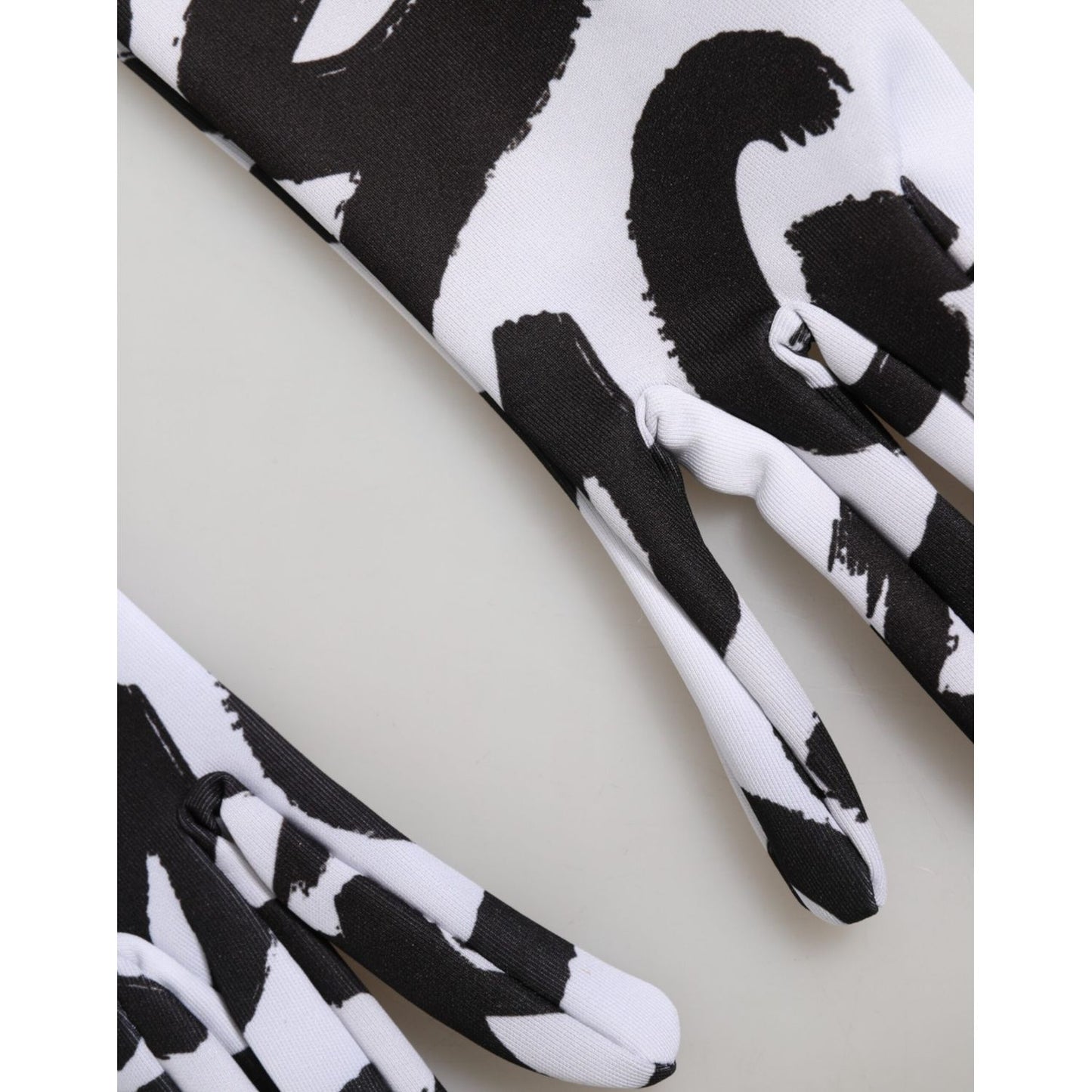 Dolce & Gabbana Black White DG Logo Elbow Length Mitten Gloves