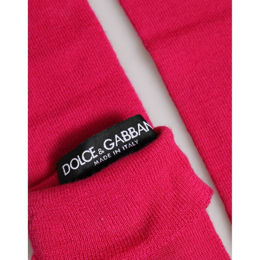 Dolce & Gabbana Pink Wool Fingerless Elbow Length Mitten Gloves