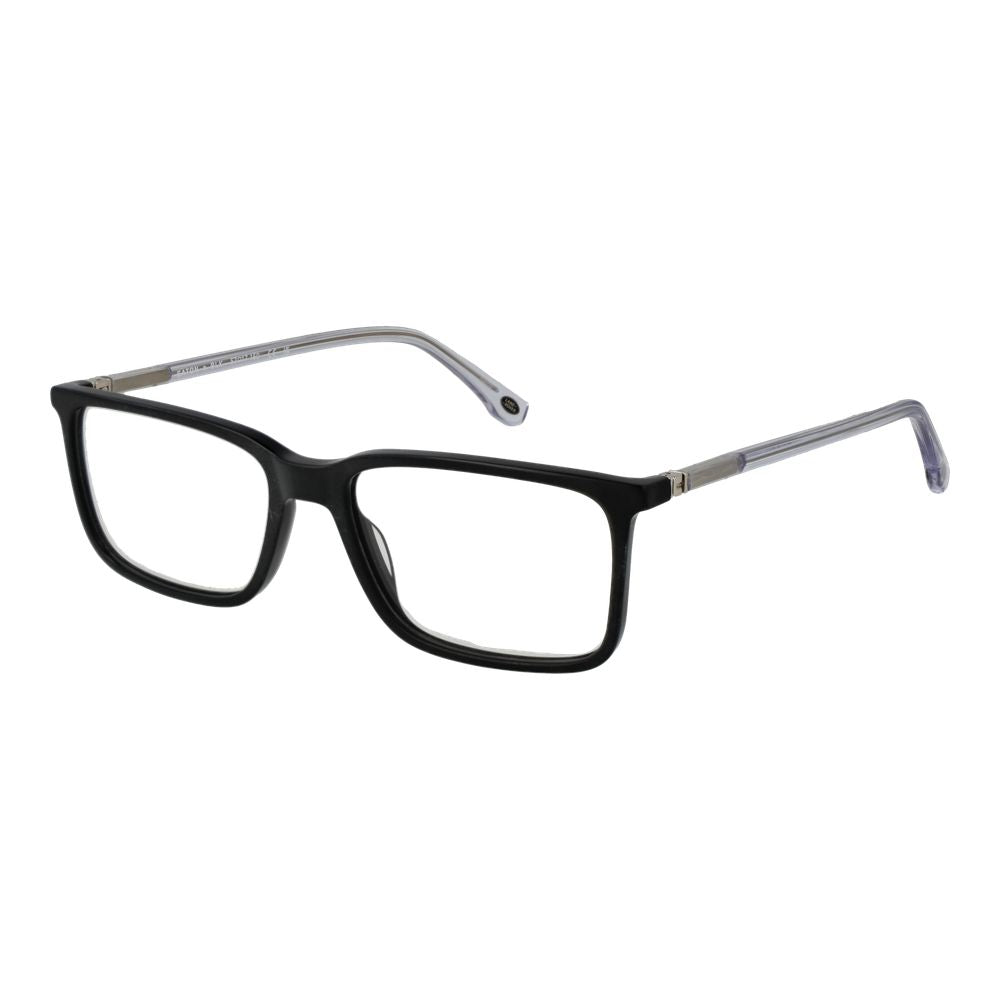 Land Rover Black Acetate Glasses (Frames) - Black full-rim rectangle eyewear for men with acetate frame, demo lenses, spring hinge.