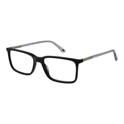 Land Rover Black Acetate Glasses (Frames) - Black full-rim rectangle eyewear for men with acetate frame, demo lenses, spring hinge.