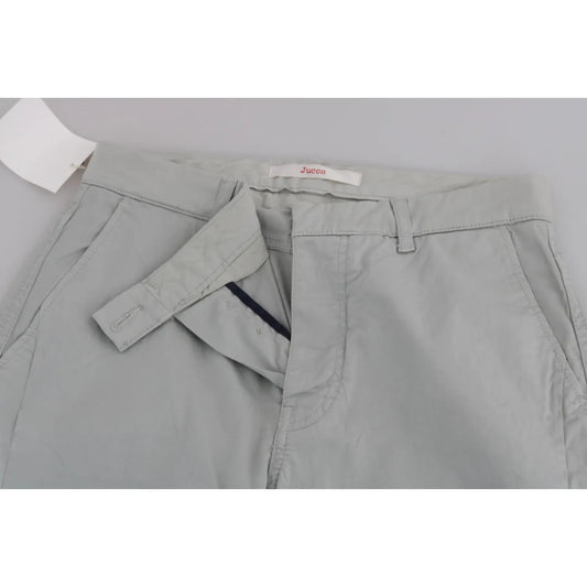 Jucca Cotton Gray High Waist Skinny Cropped Trousers Pants