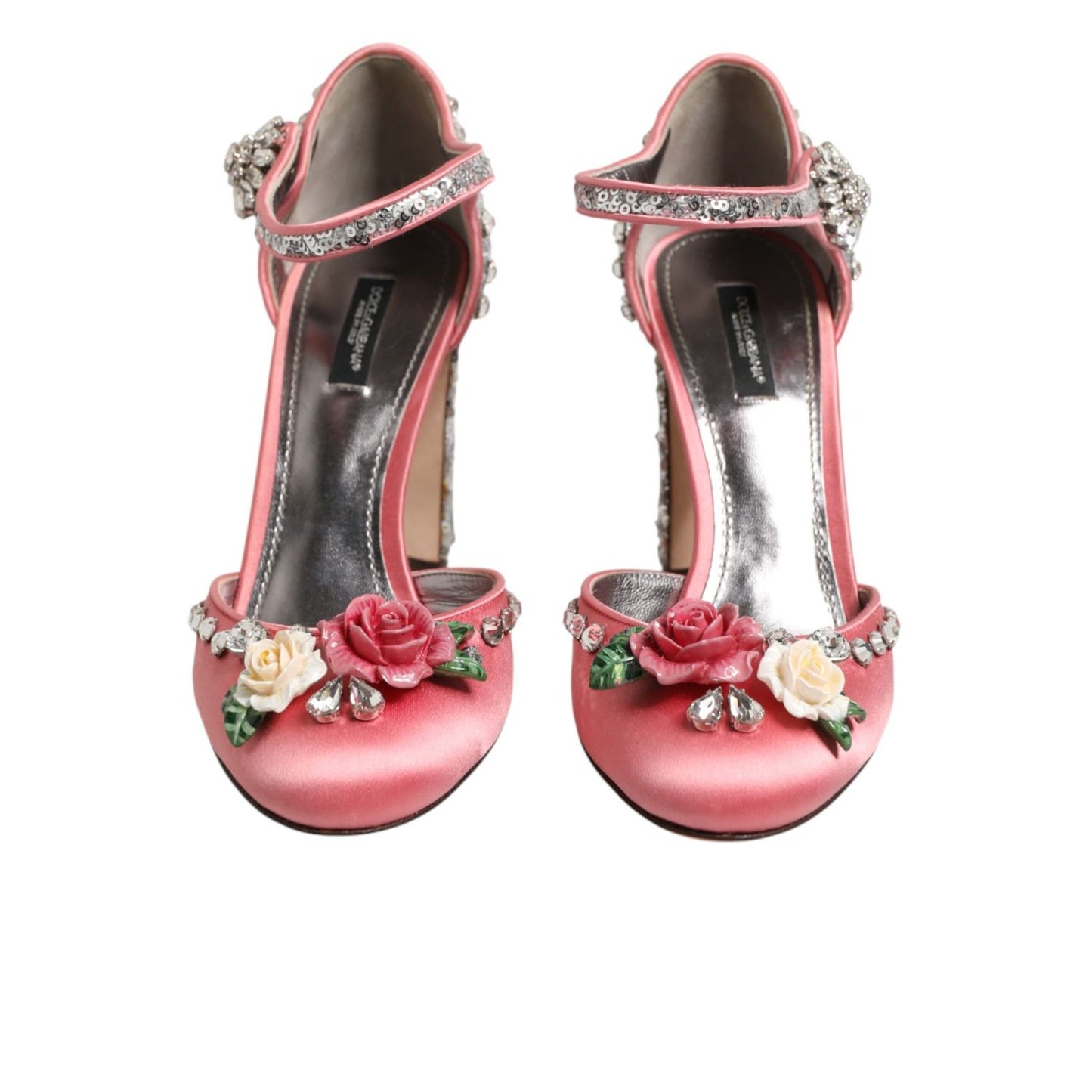 Dolce & Gabbana Pink Sequined Ankle Strap Sandals Shoes