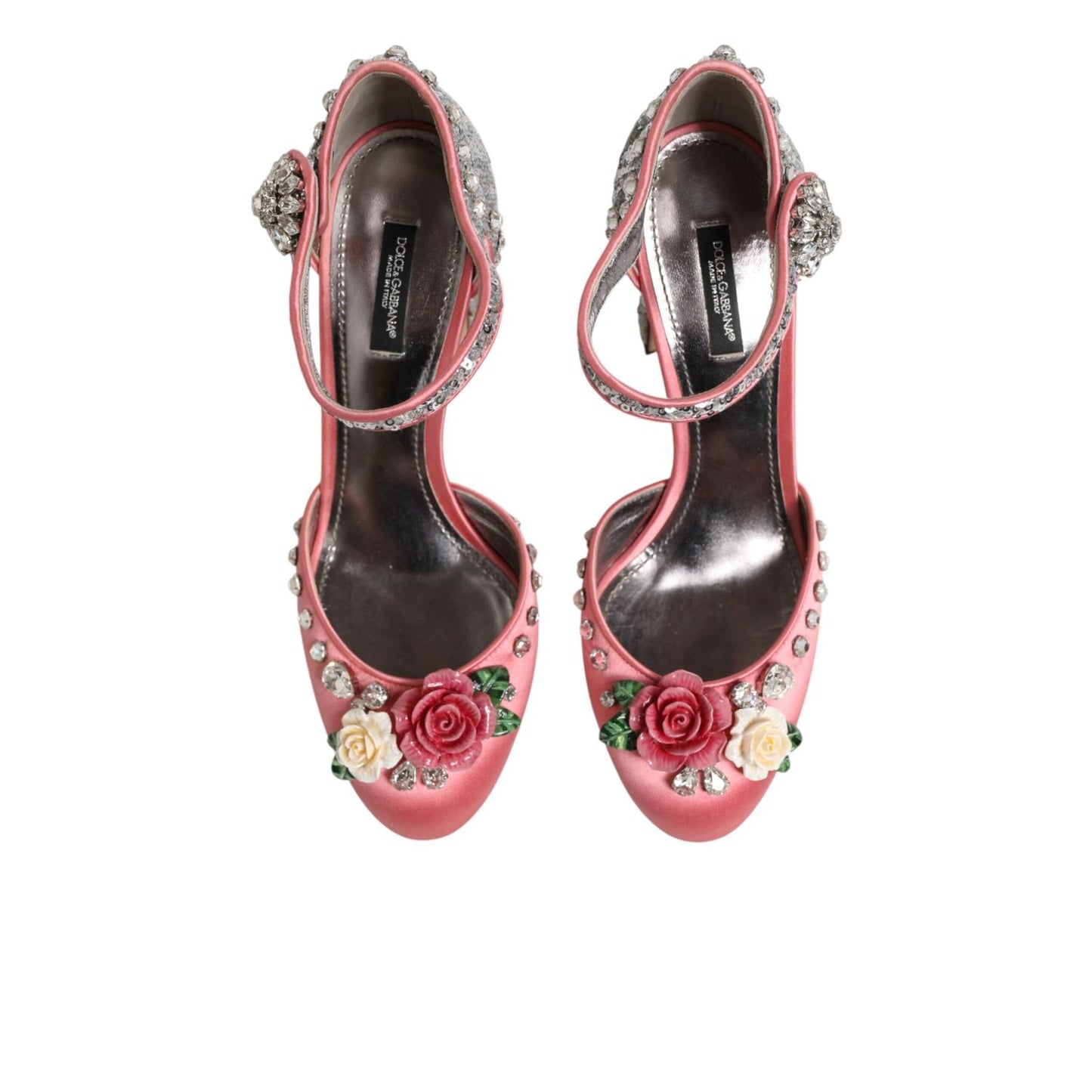 Dolce & Gabbana Pink Sequined Ankle Strap Sandals Shoes