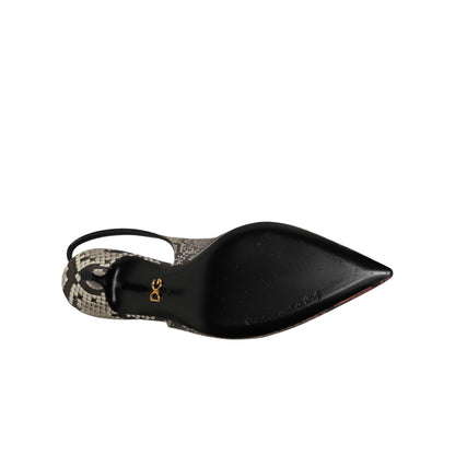 Dolce & Gabbana Multicolor Leather Heels Slingback Shoes