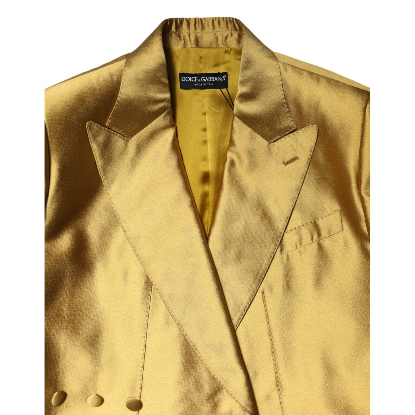 Dolce & Gabbana Gold Satin Long Sleeves Blazer Coat Jacket