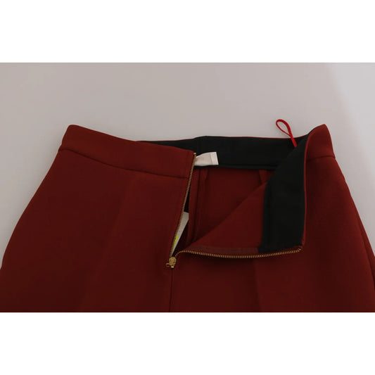 Jucca Red High Waist Cropped Flared Dress Formal Trouser Pants