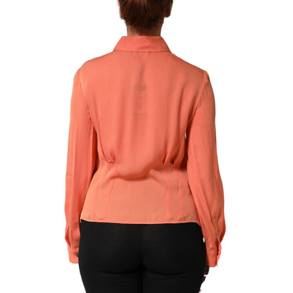 Emporio Armani Orange Collared Button Down Long Sleeves Top