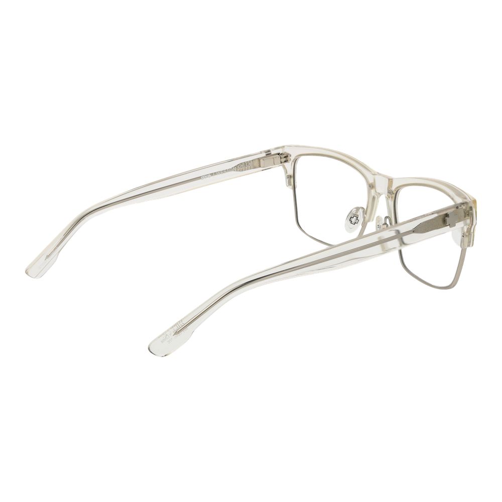 Spy Transparent Plastic Glasses (Frames) with full-rim rectangular design, featuring unisex transparent plastic frame and demo lenses.