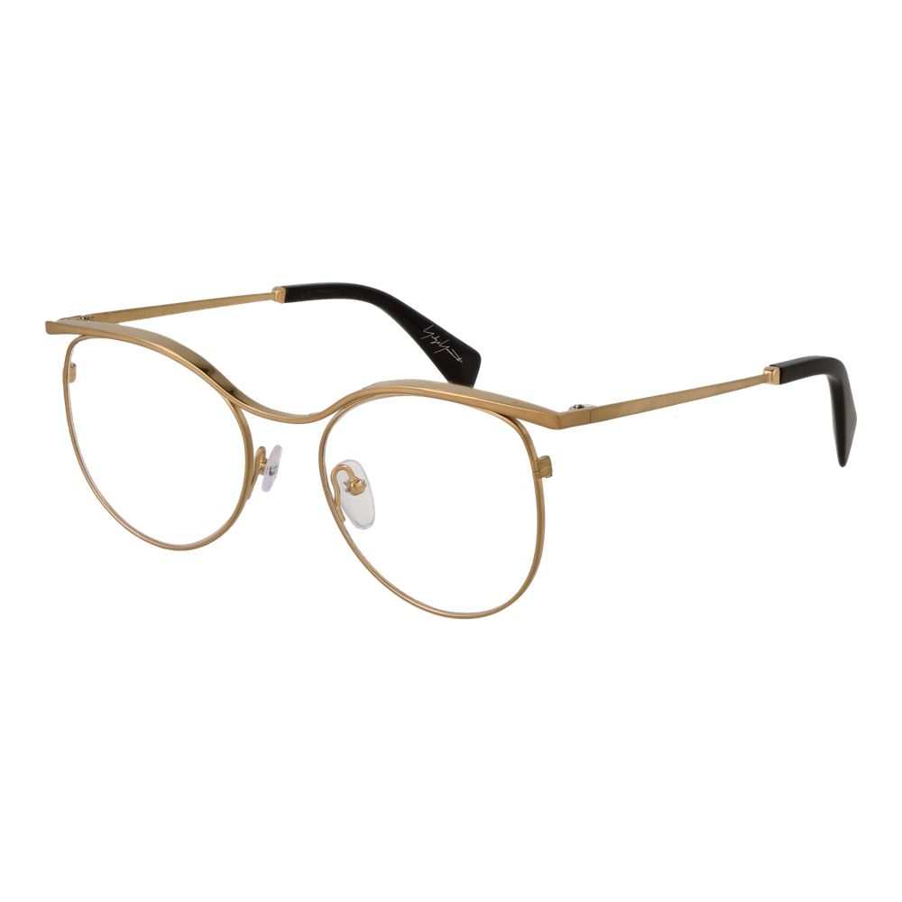 Yohji Yamamoto Gold Metal Glasses (Frames) - women's round full-rim gold metal frame with demo lenses, size 53-18-145.
