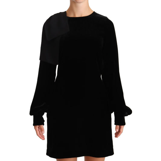 N.21 Sheath A-line Black Viscose Long Sleeves Round Neck Mini Dress