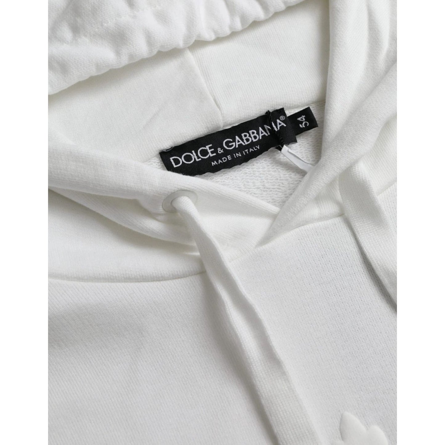 Dolce & Gabbana White Cotton Hooded Pullover Sweatshirt Men