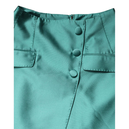 Dolce & Gabbana Green Polyester Button High Waist Mini Skirt