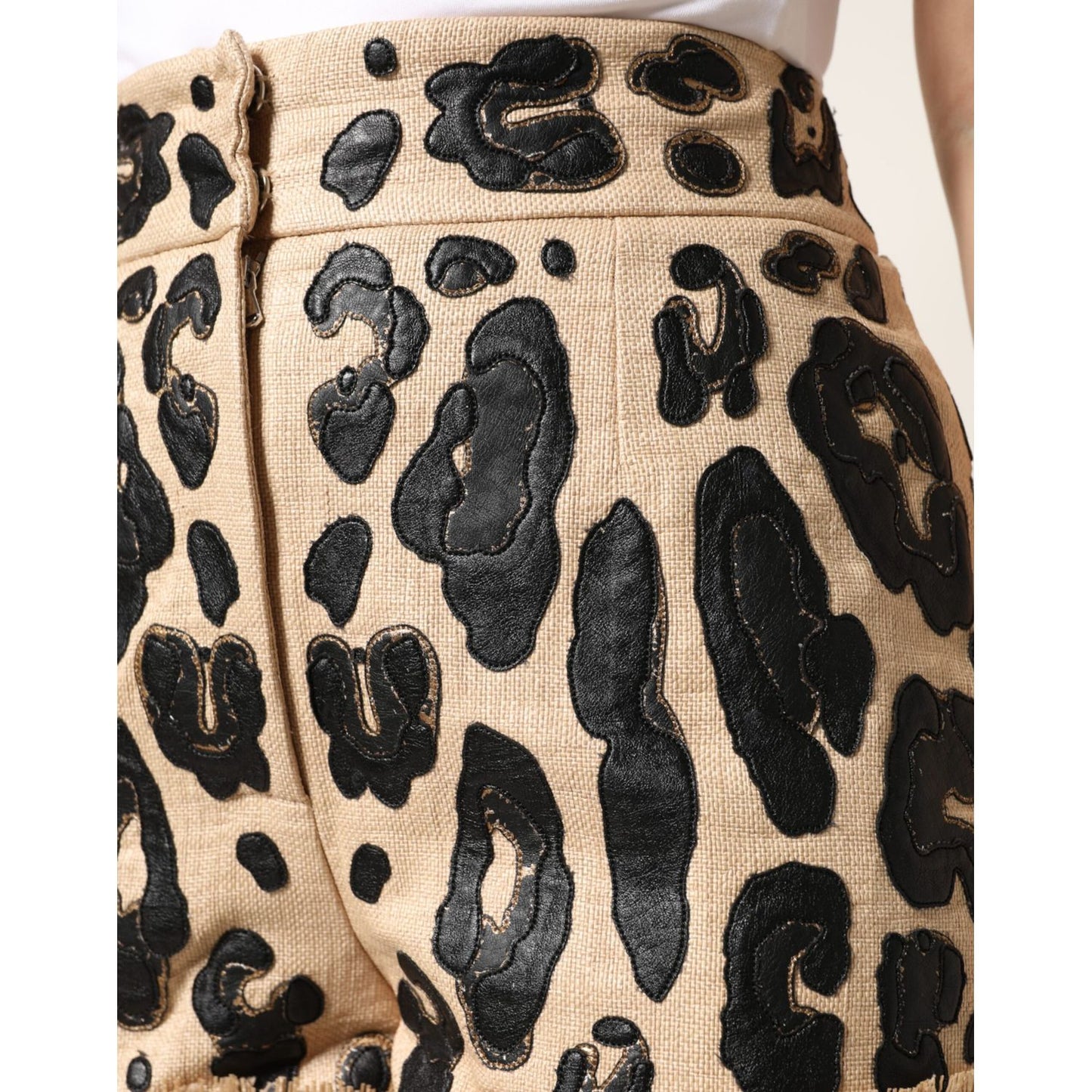 Dolce & Gabbana Beige Leopard Nylon Bermuda Mini Shorts