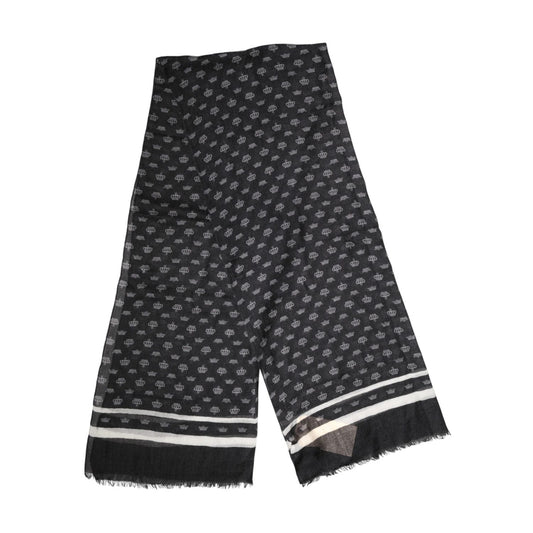 Dolce & Gabbana Black Crown Cashmere Neck Wrap Shawl Scarf