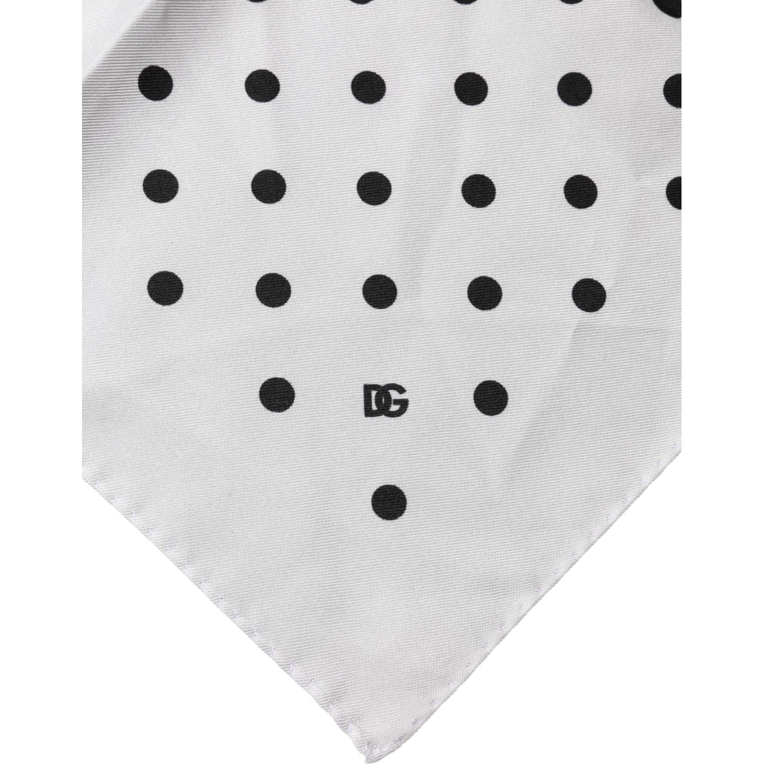 Dolce & Gabbana White Polka Dot Square Handkerchief Scarf