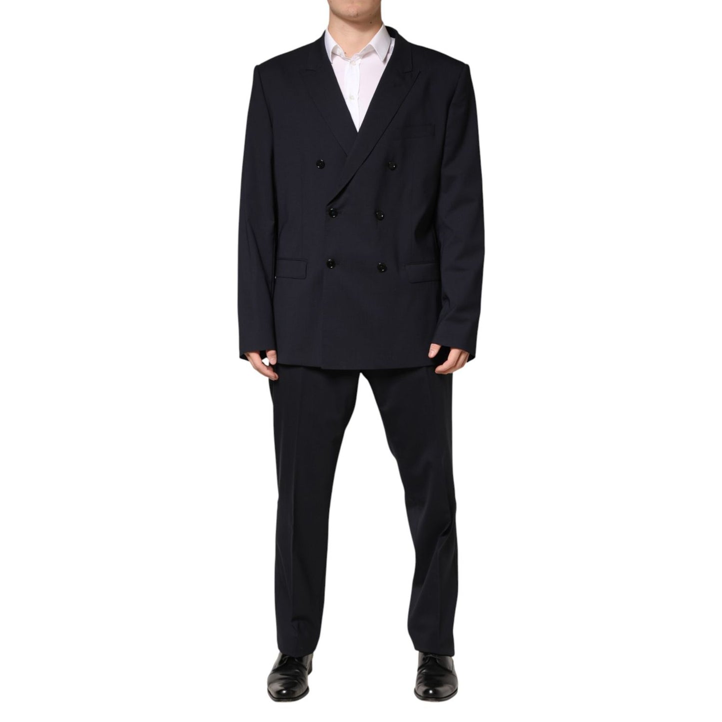 Dolce & Gabbana Blue Wool Double Breasted 2 Piece Men Suit