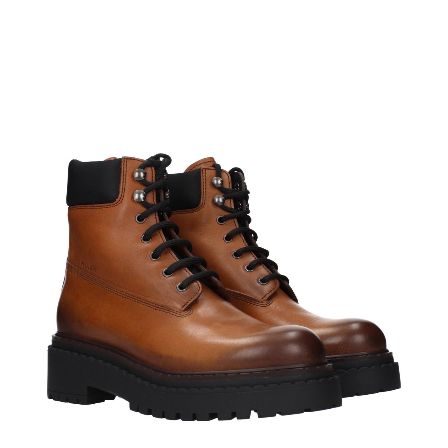 Prada Brown Leather Ankle Boots Prada