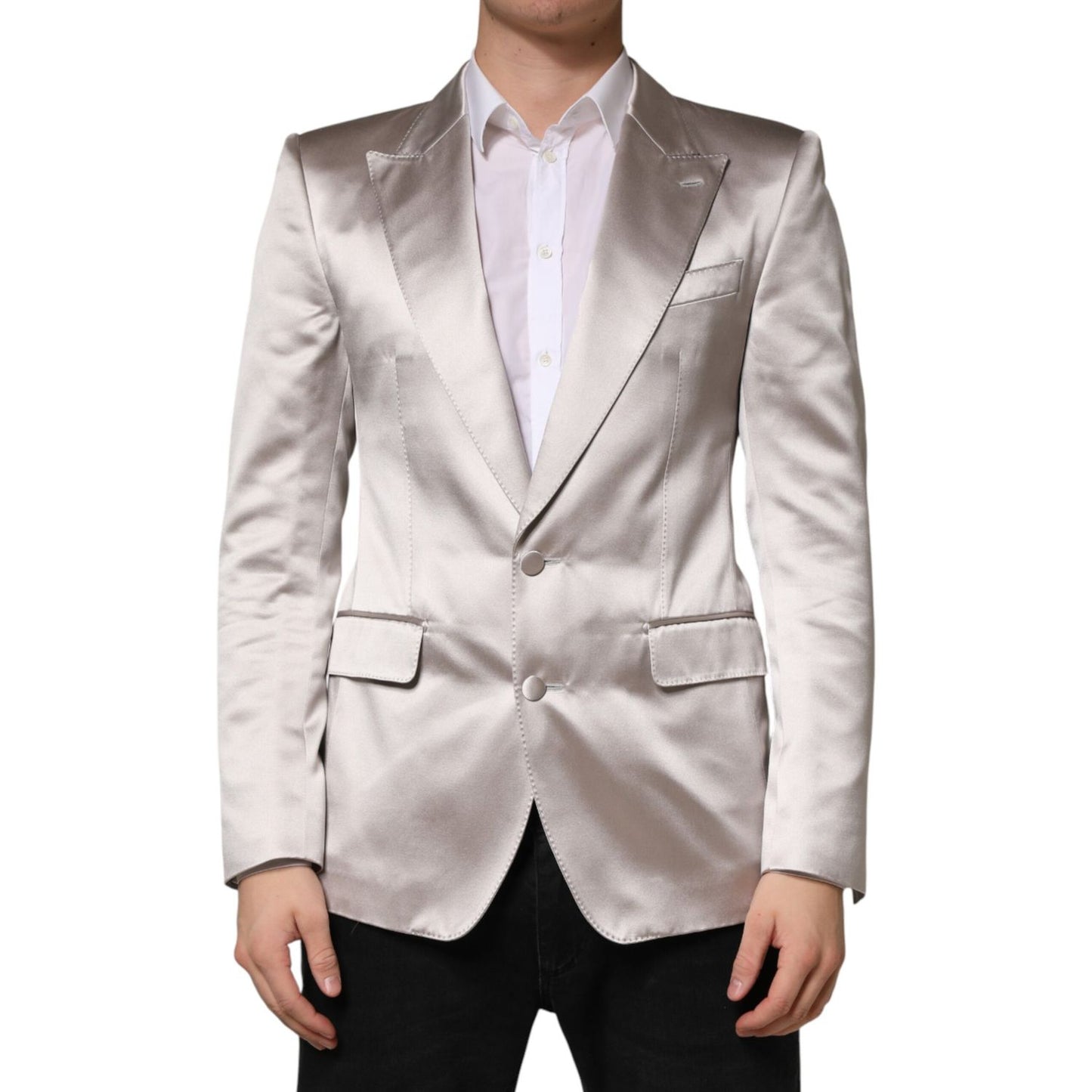 Dolce & Gabbana Silver SICILIA Single Breasted Jacket Blazer