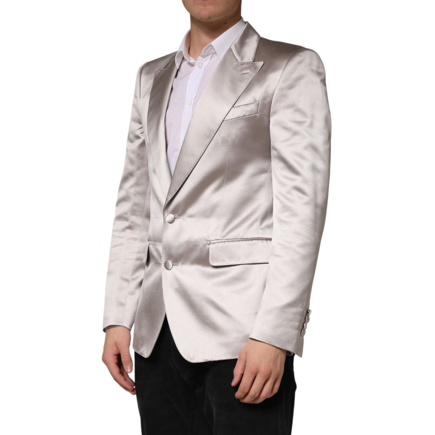 Dolce & Gabbana Silver SICILIA Single Breasted Jacket Blazer