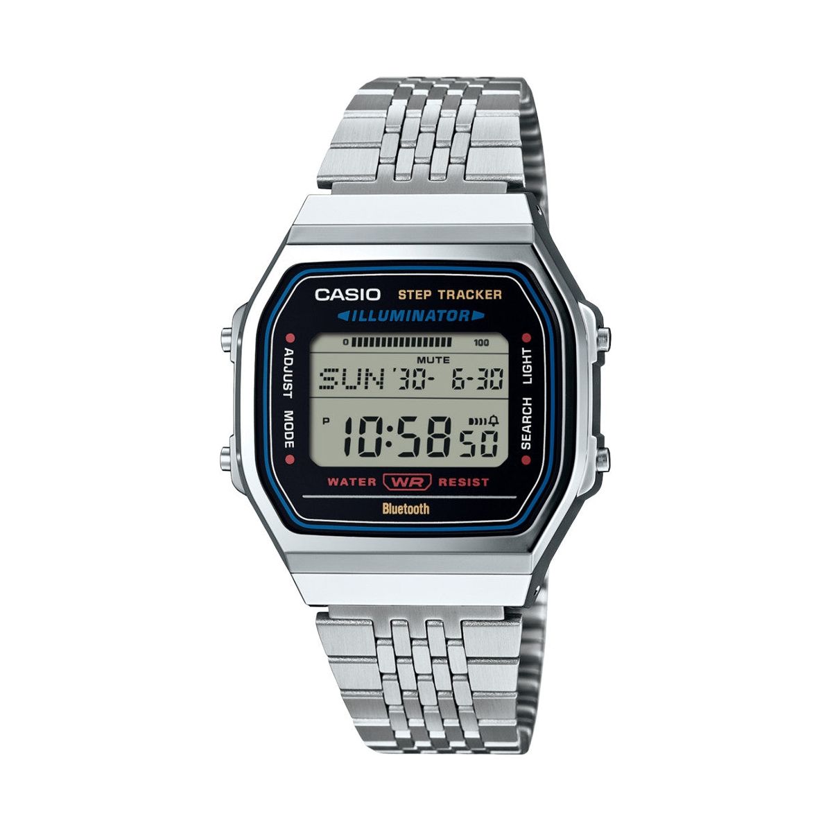 CASIO NEW VINTAGE SILVER -BLUETOOTH® SMARTPHONE LINK w. built-in accelerometer senses body movements + steps counter WATCHES CASIO EU