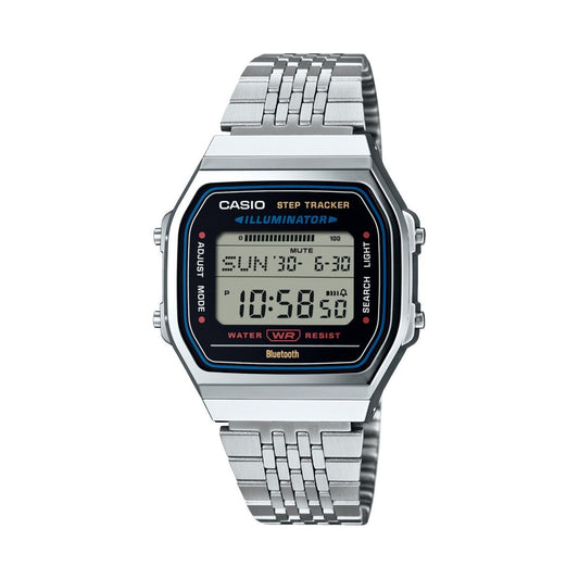 CASIO NEW VINTAGE SILVER -BLUETOOTH® SMARTPHONE LINK w. built-in accelerometer senses body movements + steps counter-0