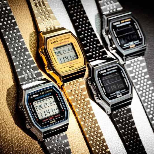 CASIO VINTAGE Mod. BLUETOOTH® SMARTPHONE LINK - SILVER - built-in accelerometer senses body movements + steps counter-1