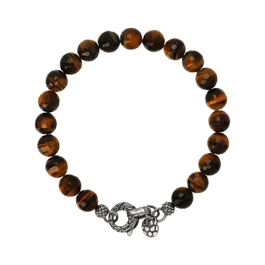 ALBERT M. JEWELS JEWELRY Mod. WSOX00071.TG-20.5 brown bead bracelet with detailed clasp