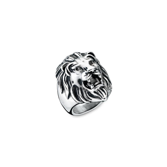 AN JEWELS JEWELRY Mod. AA.ALION1-10 lion head silver ring facing forward